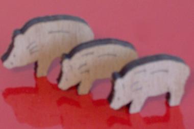 Wildschweingruppe, Buche, gelasert 5cm