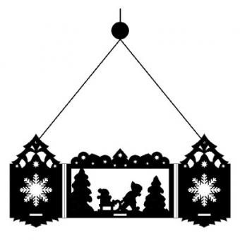 Achteckiger Adventsleuchter-Im Winterwald Laubsägevorlage