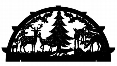 Rehe im Wald 58 x 34 cm Laubsägevorlage