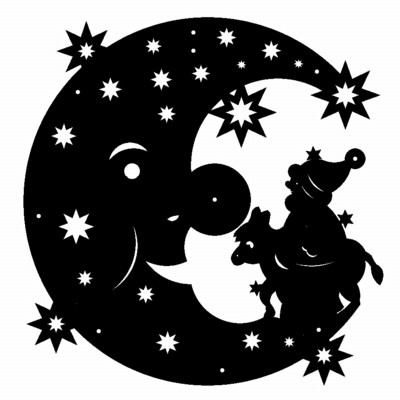 Mond mit Nikolaus und Esel Laubsägevorlage
