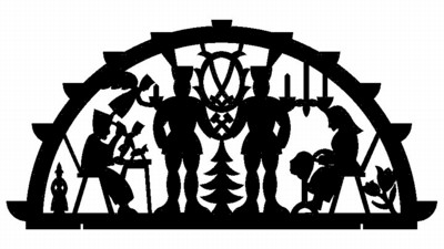 Riesenschwibbogen-Bergmänner mit Wappen 